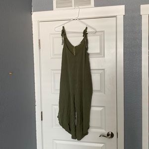 Army green romper, never worn, cropped flare leg